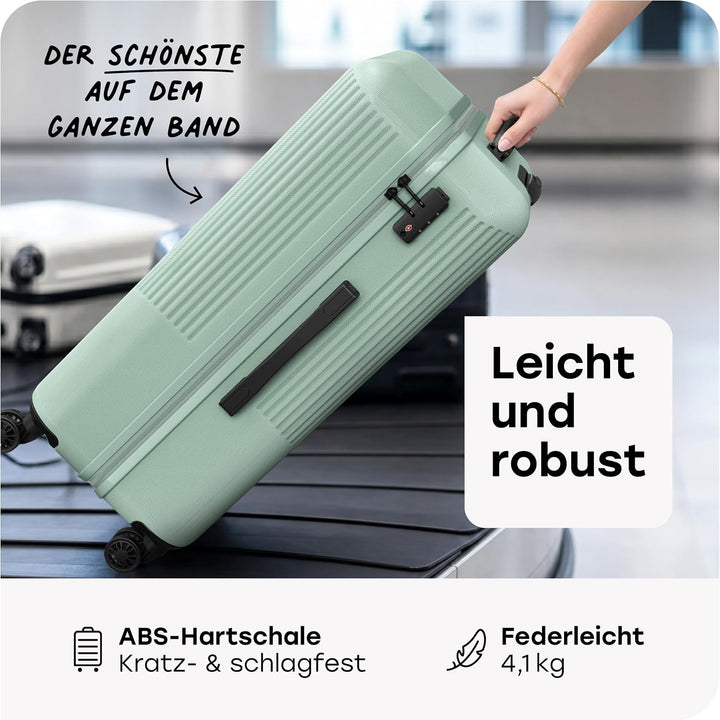 travelite 4-Rad Hartschalenkoffer gross 96 Liter, Gepäck Serie BALI: ABS Hartschalen Trolley mit TSA