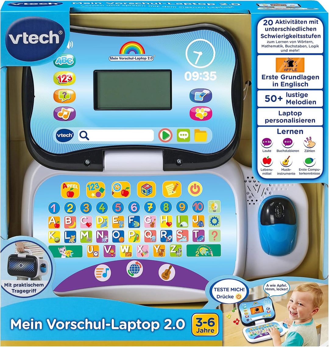 VTech Mein Vorschul-Laptop 2.0 – Lerncomputer zum Entdecken von Zahlen, Formen, Logik u. v. m. – Für
