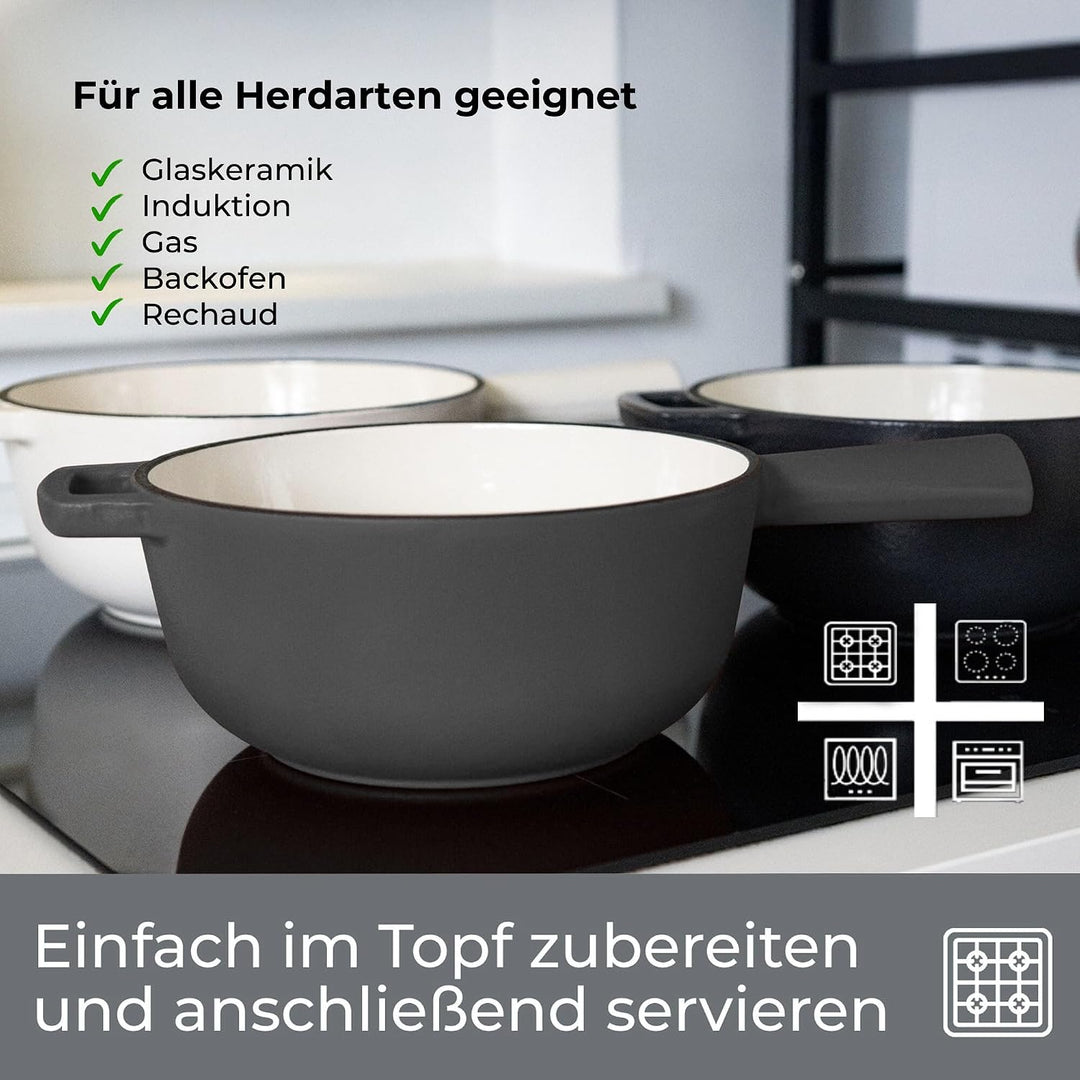 osoltus Fondue | Käsefondue | Fleischfondue Set Gusseisen 6 Personen Emaille | 13 TLG. inklusive Hol