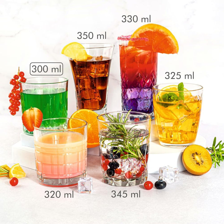 Kristallgläser Set 300 ml - 6 Stück Gläser für Longdrink und Cocktail - Wassergläser - aus Kristallg