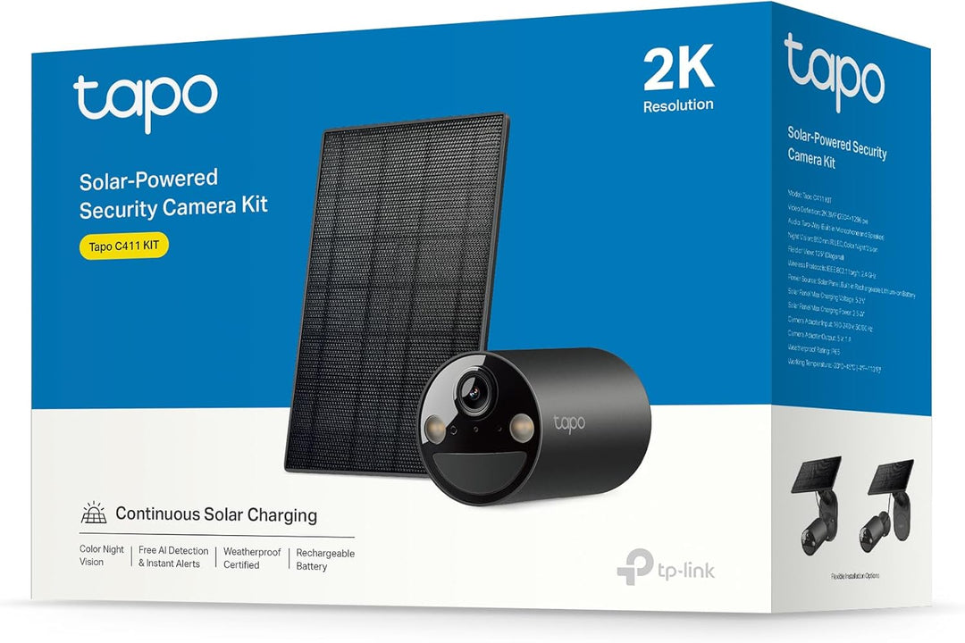 Tapo C411 KIT 2K Solar Überwachungskamera für aussen, nicht entfernbarer Akku, Farbnachtsicht, WLAN