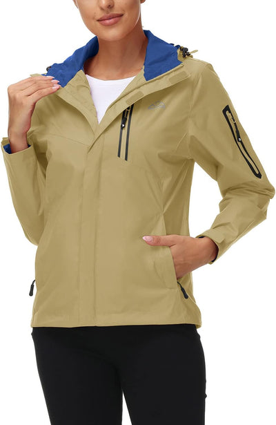 YSENTO Damen Regenjacke Wasserdicht Atmungsaktiv Outdoorjacke Leichte Übergangsjacke Windbreaker mit