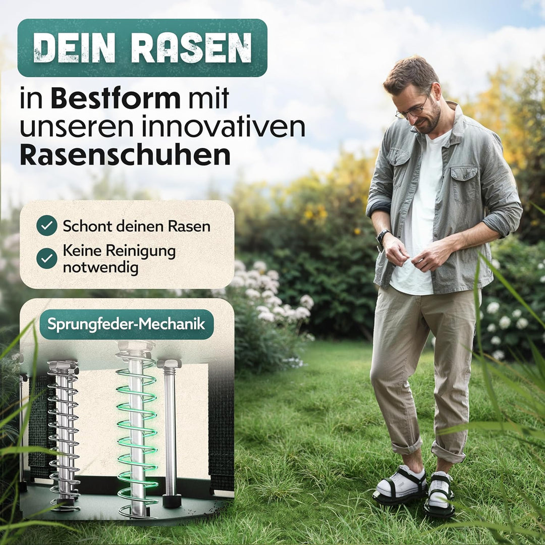 RASENKÖNIG Nagelschuhe Pro | Rasenlüfter Schuhe + Estrichschuhe | Rasenbelüfter Vertikutierer und Ae