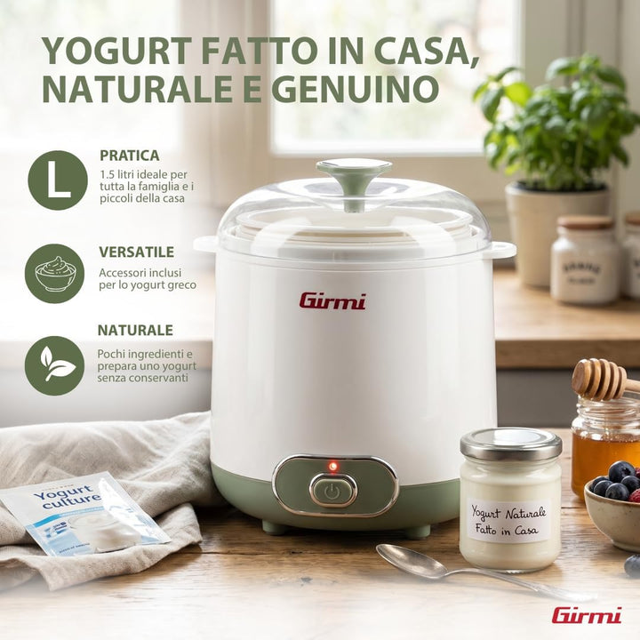 Girmi YG0200 YG02 Joghurtbereiter, Kunststoff, 1.5 liters, Weiss