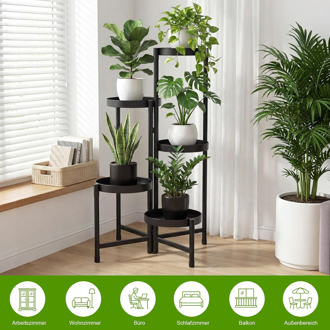 Blumenständer Metall 5 Ebenen, Pflanzenregal Indoor Moderner Pflanzenständer, Pflanzenhocker丨Blumenr