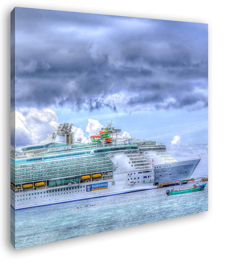 deyoli malerisches Kreuzfahrtschiff Format: 70x70 als Leinwandbild, Motiv fertig gerahmt auf Echthol