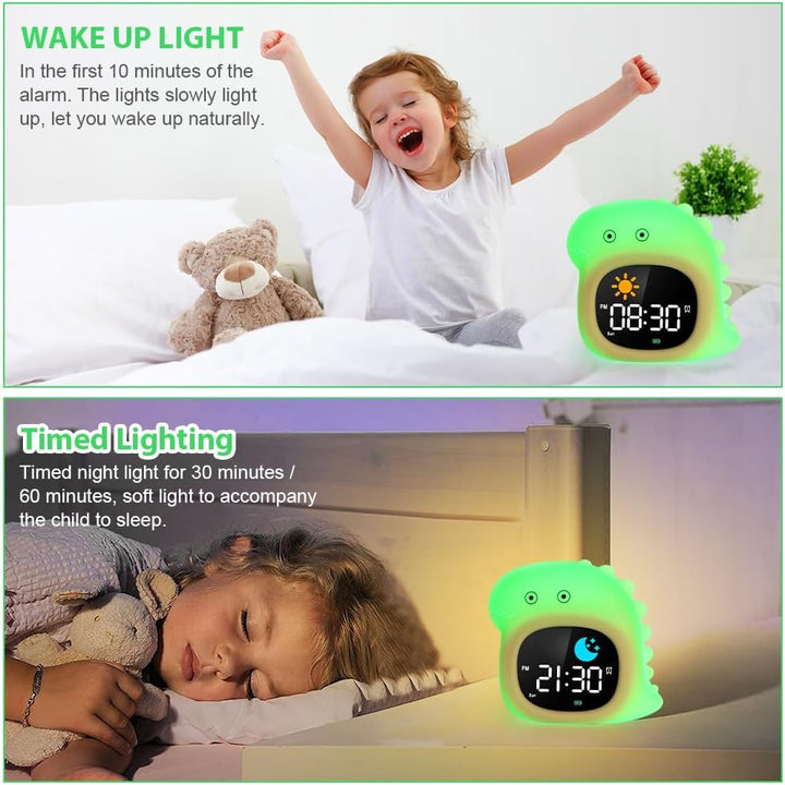 HOTUT Kinder Lichtwecker,Schlaftrainer Kinder mit Nachtlichtern,6 White Noise Kinderwecker,Digitaler