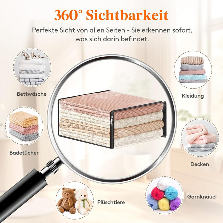 Lifewit 6er Transparente Kleideraufbewahrungsbeutel, Plastik Aufbewahrungsbeutel mit Reissverschluss