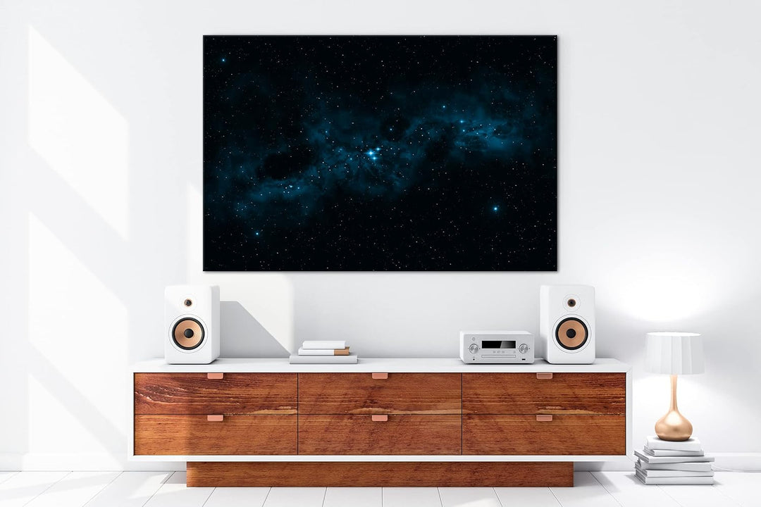 deyoli Dark Himmel voller Sterne Format 60x40 Effekt: Monocrome Blau als Leinwandbild, Motiv fertig