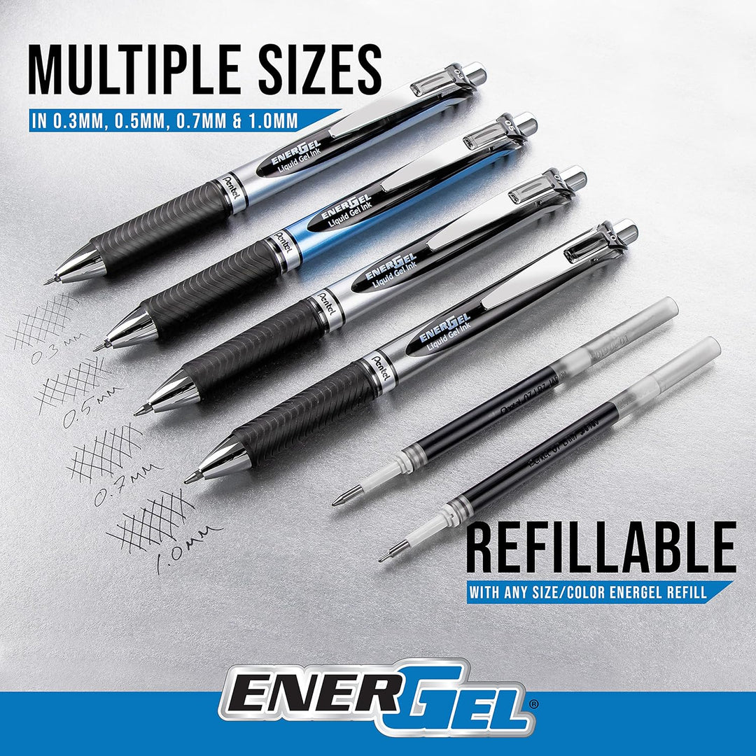 Pentel BL77-NX EnerGel Gel-Tintenroller mit Druckmechanik, 0,7 mm Kugeldurchmesser = 0,35 mm Strichs