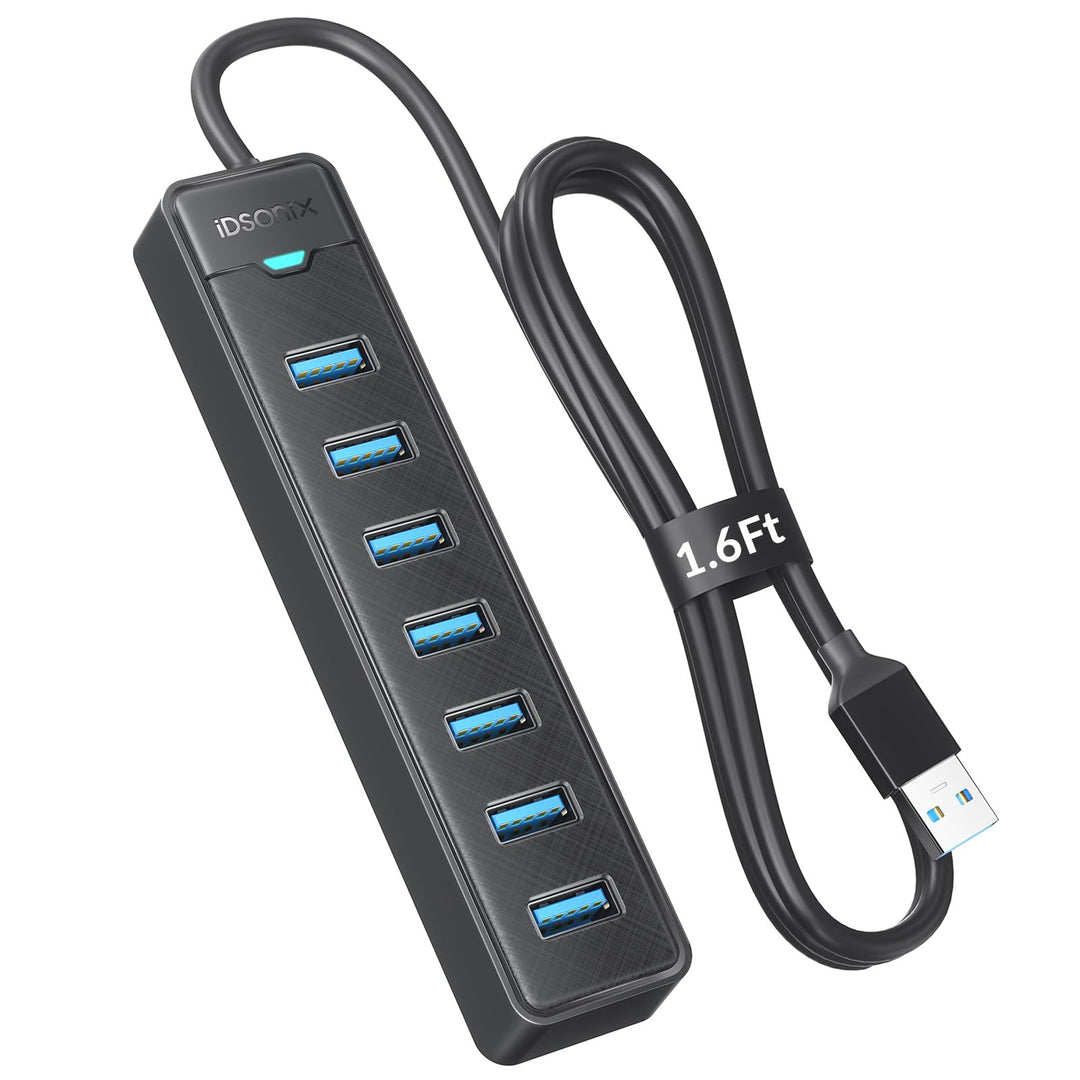 iDsonix USB Hub 3.0, 7 Ports USB Hub [0.5m] USB Verteiler Multiport Adapter USB Splitter 5Gbps Data