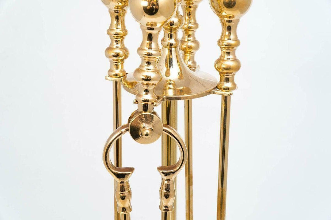 Ofenbesteck Kaminbesteck 5 teilig Gold Messing Massiv Höhe :73 cm Kaminzubehör Antik Stil Barock Jug