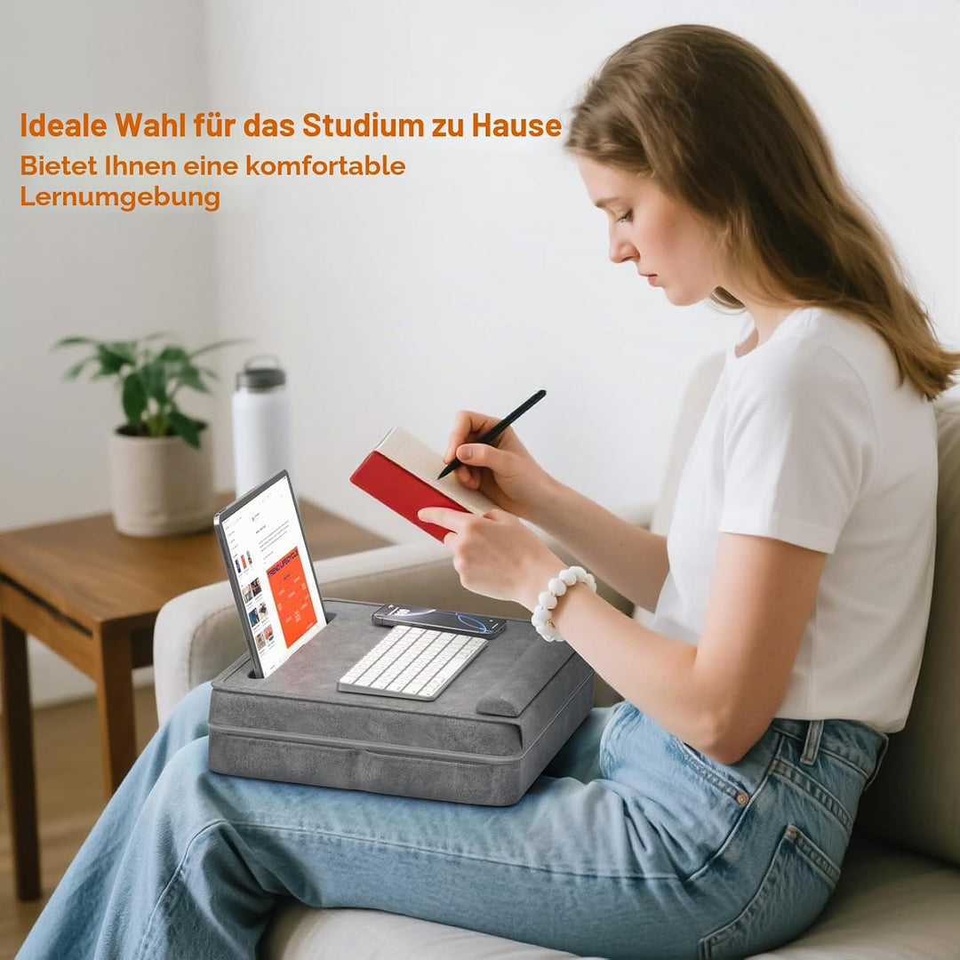 KDD Laptopkissen Schoss mit Aufbewahrung, Laptop Tisch für Bett/Sofa/Couch, Verstellbarer Laptop Unt