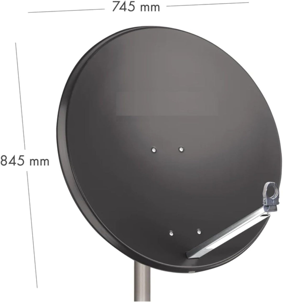 Opticum X80 Satelliten-Antenne 80 cm, Stahl - anthrazit, incl. 2 Mastbefestigungsschellen - mit Sing