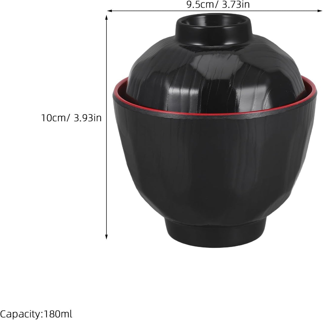 Veemoon 2 Miso-Suppenschalen mit Deckel – 180 ml japanische Reisschalen zum Dämpfen von Suppenknödel