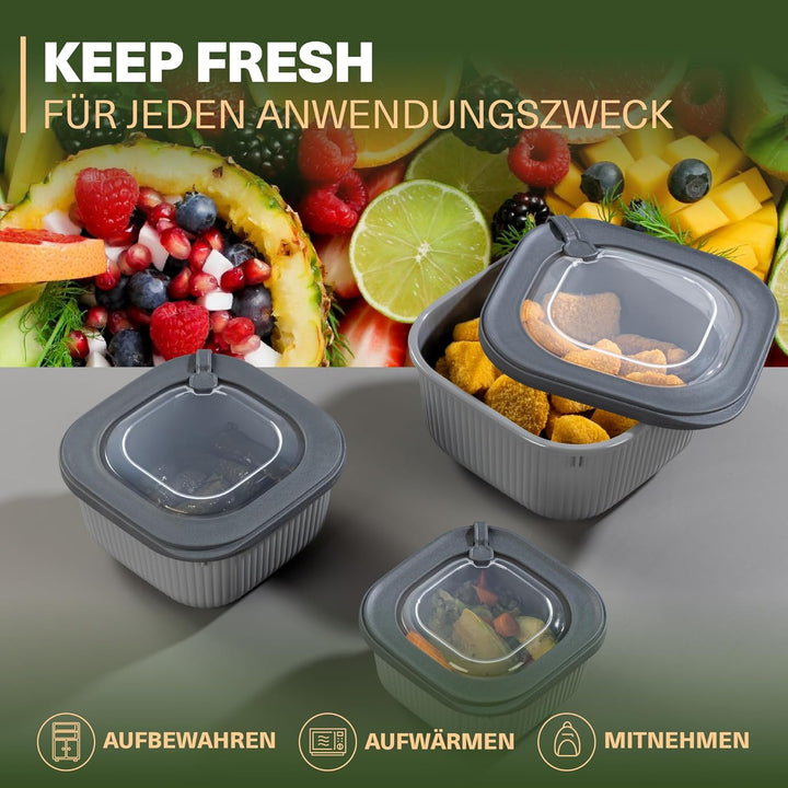 Viwares Frischhaltedosen im 9er Set mit transparentem Ventildeckel, Aufbewahrungsbehälter, Küche, st