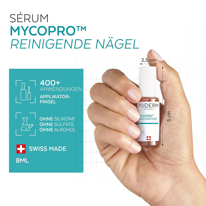 PODERM MycoPro Reinigende Nägelserum 8ml – Natürliche Pflanzenformel mit Zitrone, Rosmarin &amp; Vitamin