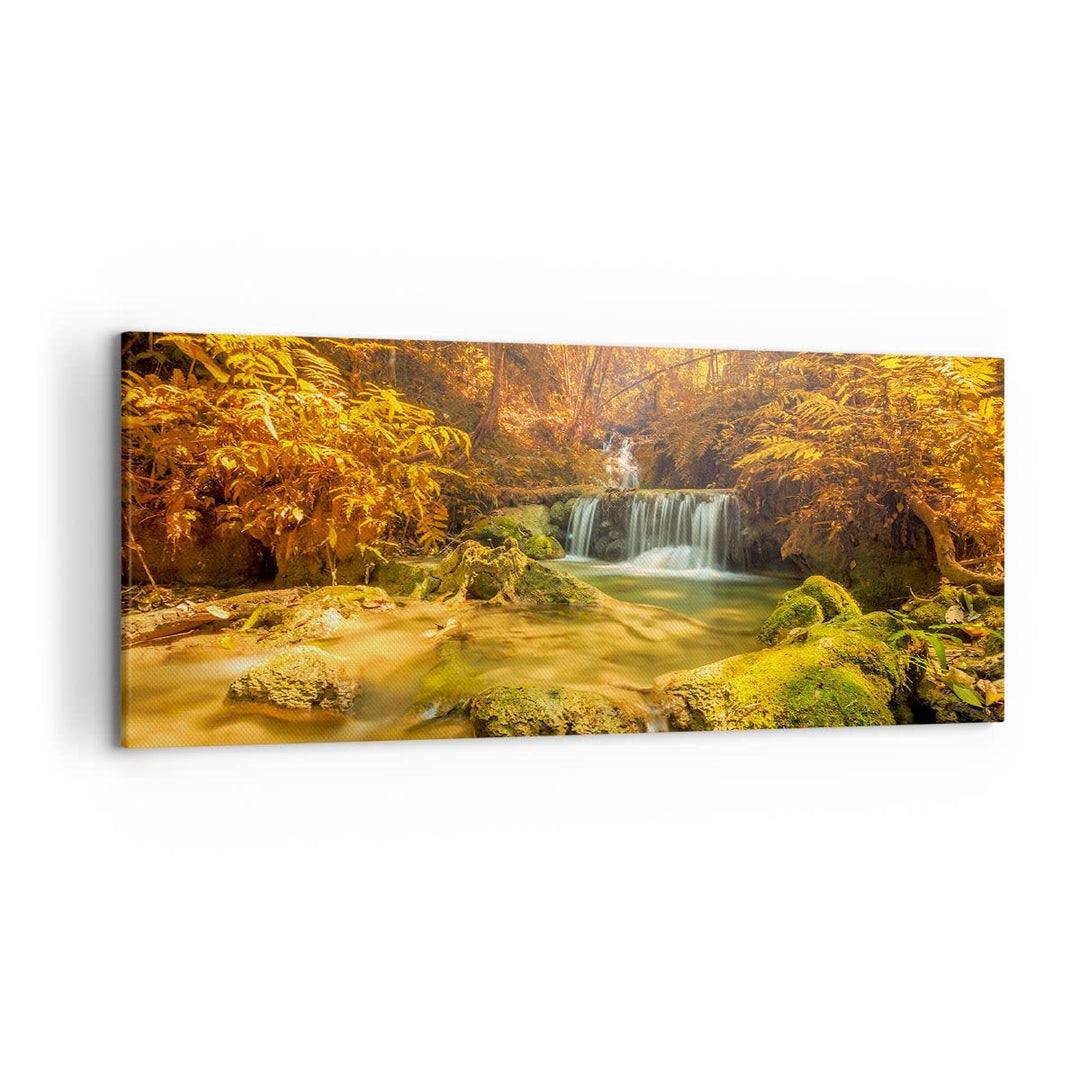 Wandbilder Dekoration Wohnzimmer Wald Bach Tropen Natur Panorama Bilder auf Leinwand 120x50cm Leinwa