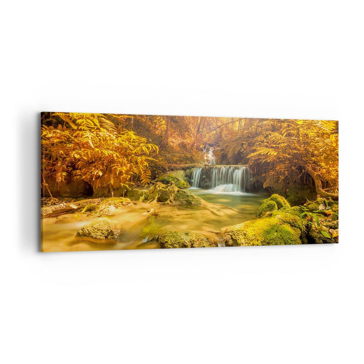 Wandbilder Dekoration Wohnzimmer Wald Bach Tropen Natur Panorama Bilder auf Leinwand 120x50cm Leinwa