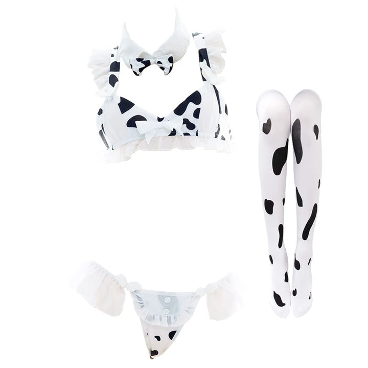 SINGUYUN Damen Anime Kuh Bikini Cosplay Dessous Lolita Kawaii BH und Panty Set Japanische Unterwäsch