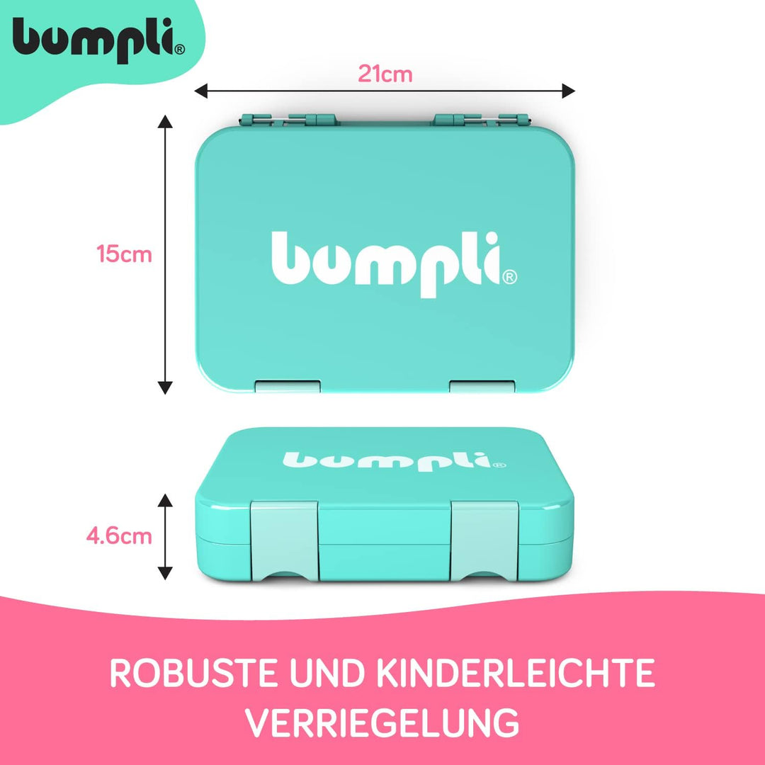 bumpli® Brotdose Kinder mit Fächern - kinderfreundliche Verriegelung mit Klick-Verschluss - Lunchbox