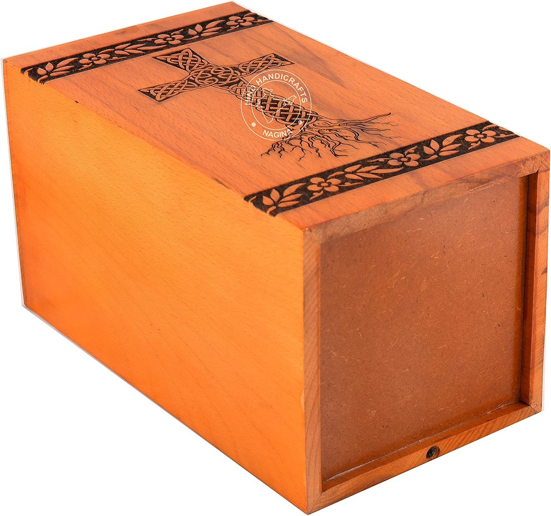 Urnen für menschliche Asche aus Buchenholz, gross – Holzurne für Columbarium – Beerdigungsurnenbox (