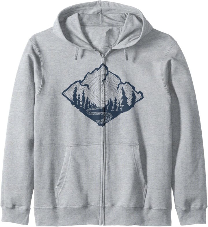 Mountain Tree Stump Line Art Kapuzenjacke