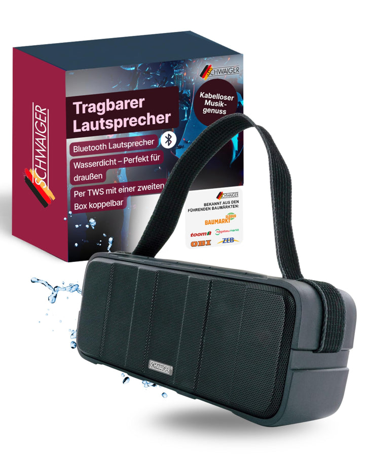 SCHWAIGER BS220 Bluetooth Lautsprecher Outdoor 30W Musikbox TWS tragbar stahlwasserfest robust IPX5