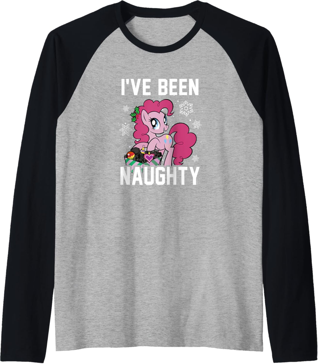 My Little Pony Christmas I've Been Naughty Pinky Pie Logo Raglan