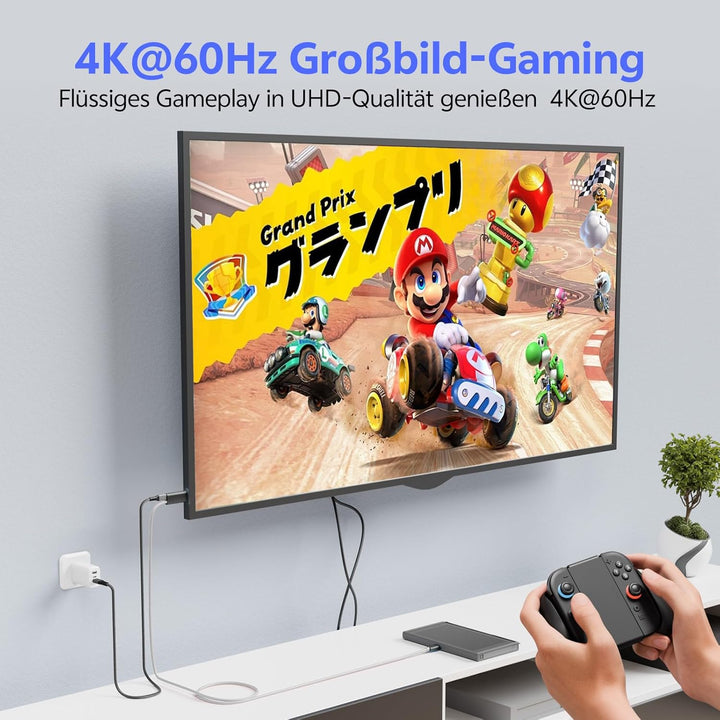 Switch 2 Dock, Tragbare Docking Station für Nintendo Switch 2/1/OLED, USB C auf HDMI Kabel Adapter m