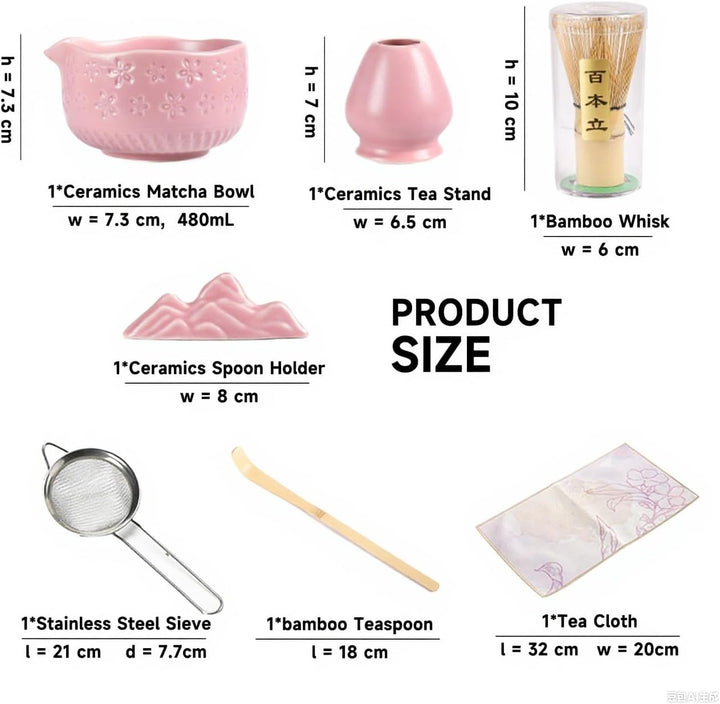 Matcha-Schneebesen-Set, 7-teilig, Matcha-Teeset für die Zubereitung von Latte, japanisches Matcha-Se