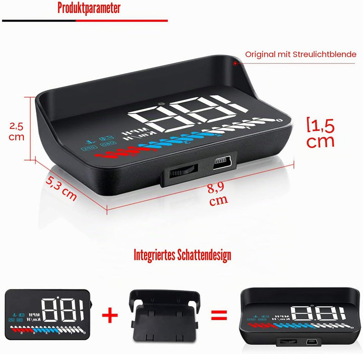 Head up display car HUD display OBD2 &amp; HUD display GPS, iKiKin 3.5 inch / 8.9 cm head up display, sp