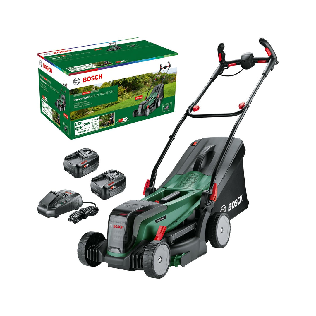 Bosch Akku-Rasenmäher UniversalRotak 2x18V-37-550 (bis zu 500 m2 mit 2x 4,0 Ah Akku); 18 Volt System