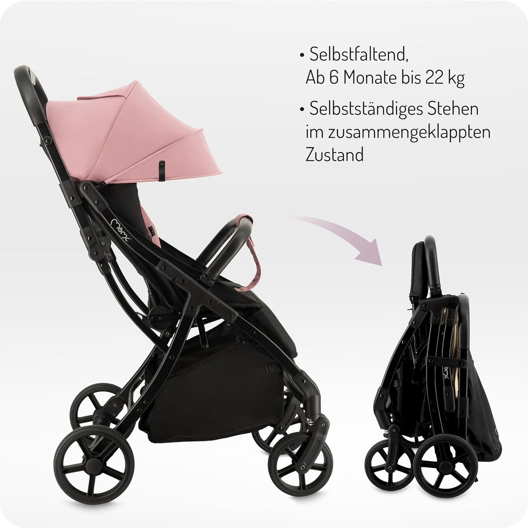 MoMi Kinderbuggy PAOLA mit automatischem Faltsystem, bis 22 kg Körpergewicht, 5-Punkt-Sicherheitsgur