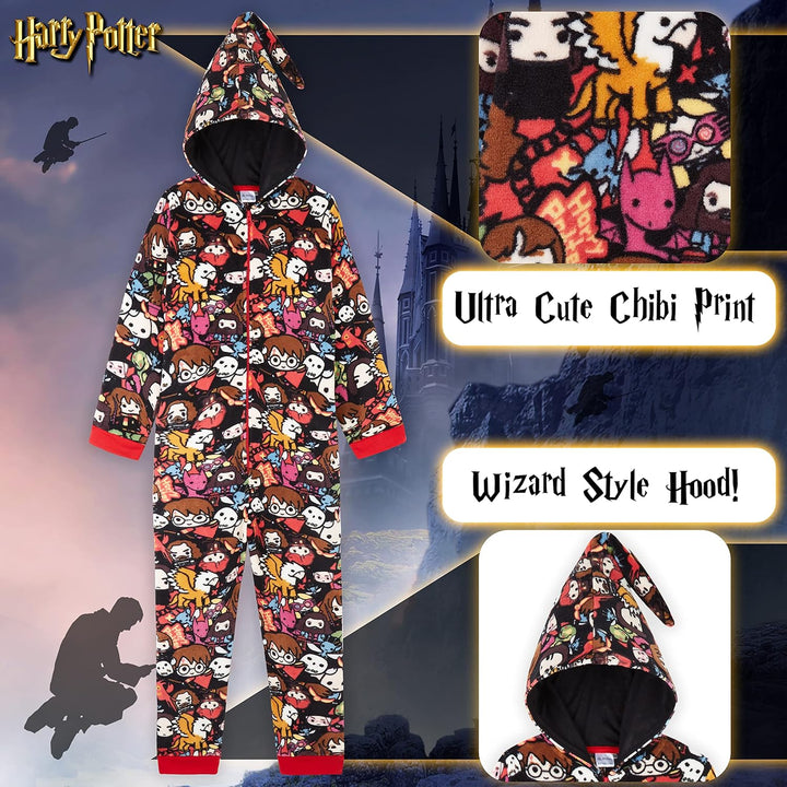 Harry Potter Jumpsuit Kinder, Fleece Onesie Jungen und Mädchen, Schlafoverall Kinder Kostüm Overall,