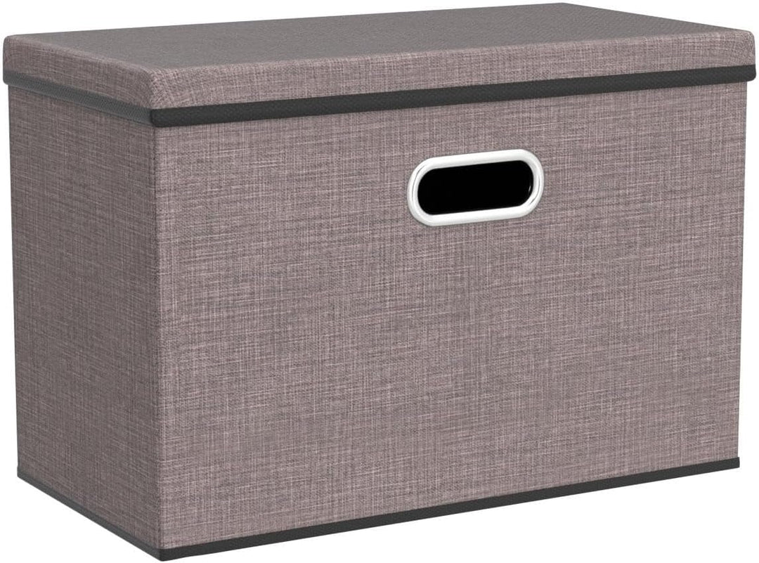 PRANDOM Grosser Aufbewahrungskorb, faltbar, würfelförmig, Leinenstoff, Aufbewahrungsbox mit Deckel u