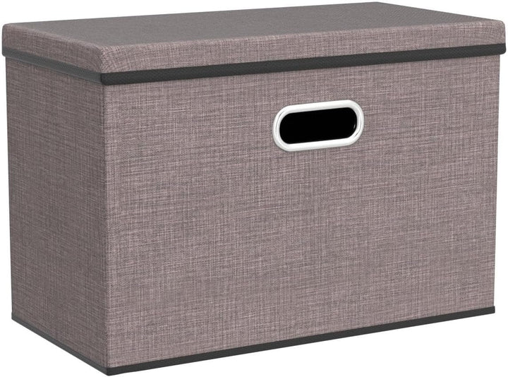 PRANDOM Grosser Aufbewahrungskorb, faltbar, würfelförmig, Leinenstoff, Aufbewahrungsbox mit Deckel u