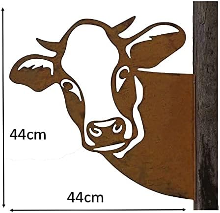 Baumstecker Metall Rost rostige Gartendeko Edelrost Kuh Kuhkopf Wanddekoration 44x44x44cm zum