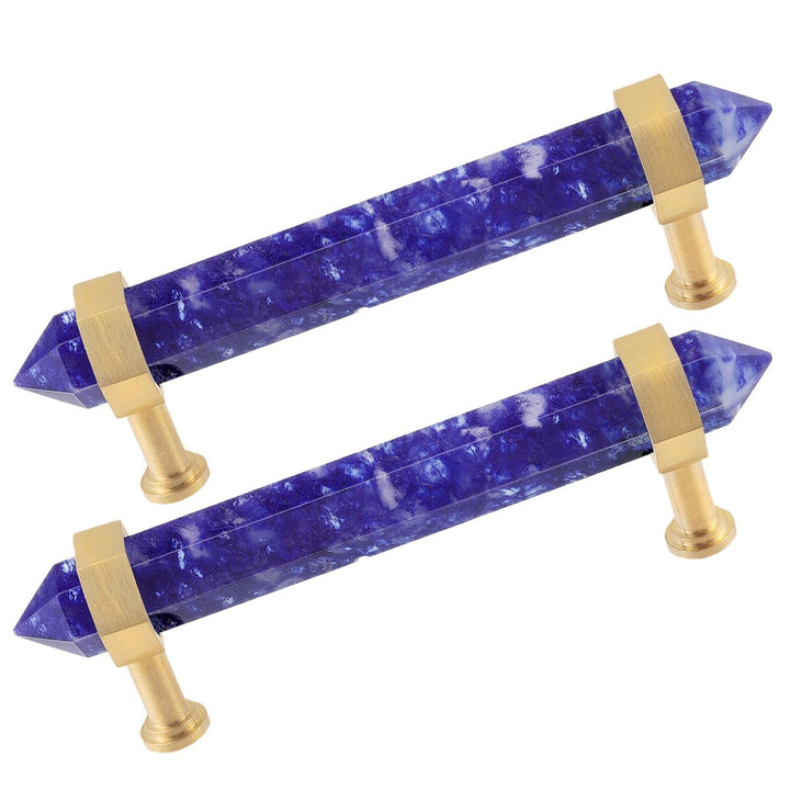 mookaitedecor Gebürstetes Messing mit Obsidian Double Natural Crystal Steine Kristall Punkte Hexagon