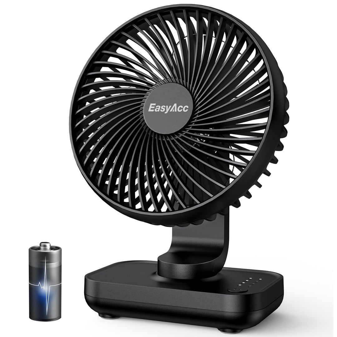 EasyAcc Tischventilator Batterie USB Ventilator 4000 Akku Klein Tragbarer 4 Geschwindigkeiten Ventil