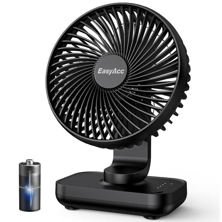 EasyAcc Tischventilator Batterie USB Ventilator 4000 Akku Klein Tragbarer 4 Geschwindigkeiten Ventil
