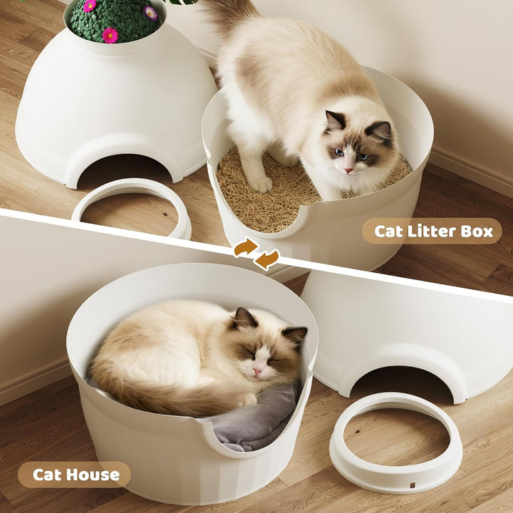 Mondeer Katzenklo Blumentopf mit Pflanze &amp; 2 Schaufeln, Versteckte Katzentoilette XXL mit verstellba