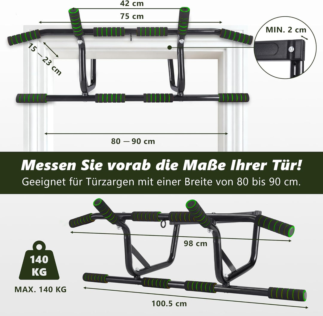 Worldgeil Klimmzugstange Türrahmen Pull Up Bar - Klimmzugstange zum Einhängen ohne Schrauben - PullU