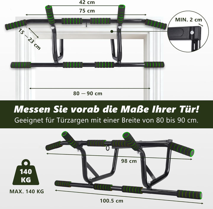 Worldgeil Klimmzugstange Türrahmen Pull Up Bar - Klimmzugstange zum Einhängen ohne Schrauben - PullU