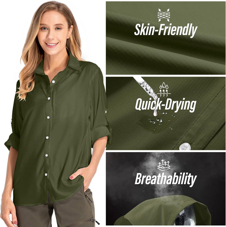 yeyity Damen Hemdbluse UV Schutz Langarmshirt Damen Schnell Trocknende Sport Shirts Wandershirt Safa