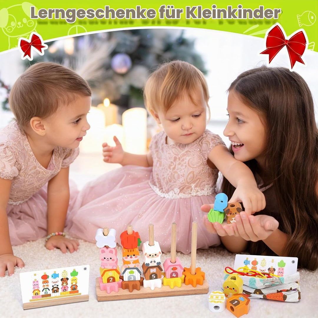 Montessori Spielzeug ab 2 3 4 Jahre: Geschenk Mädchen 2-5 Jahre Junge Holzspielzeug Fädelspiel Baust