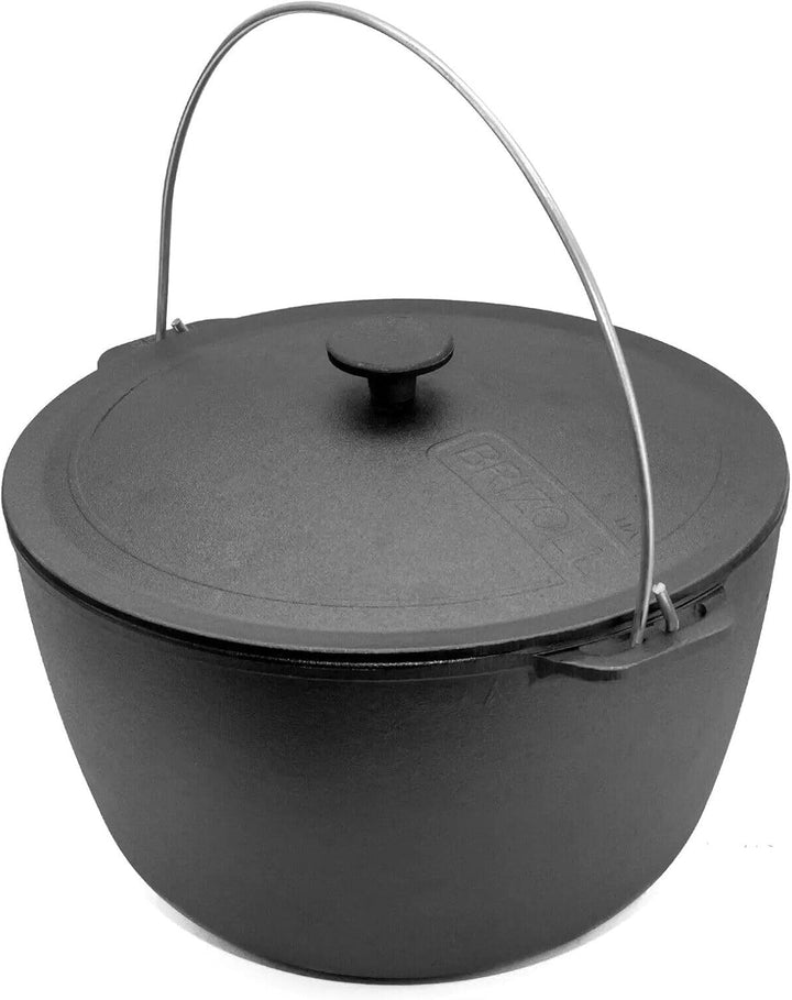 Kazan 10L aus Gusseisen mit Bügel und Gusseisendeckel | Schwenktopf Campingtopf Gulaschkessel | Cast