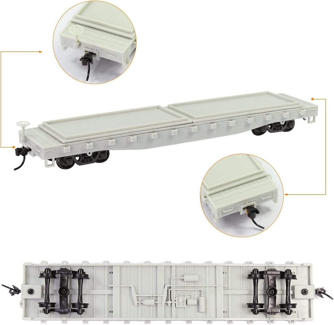 Evemodel 2 Set Spur H0 1:87 Flachwagen Modell Eisenbahn Güterwagen Waggon Unbemahlte Klebstoff Blank