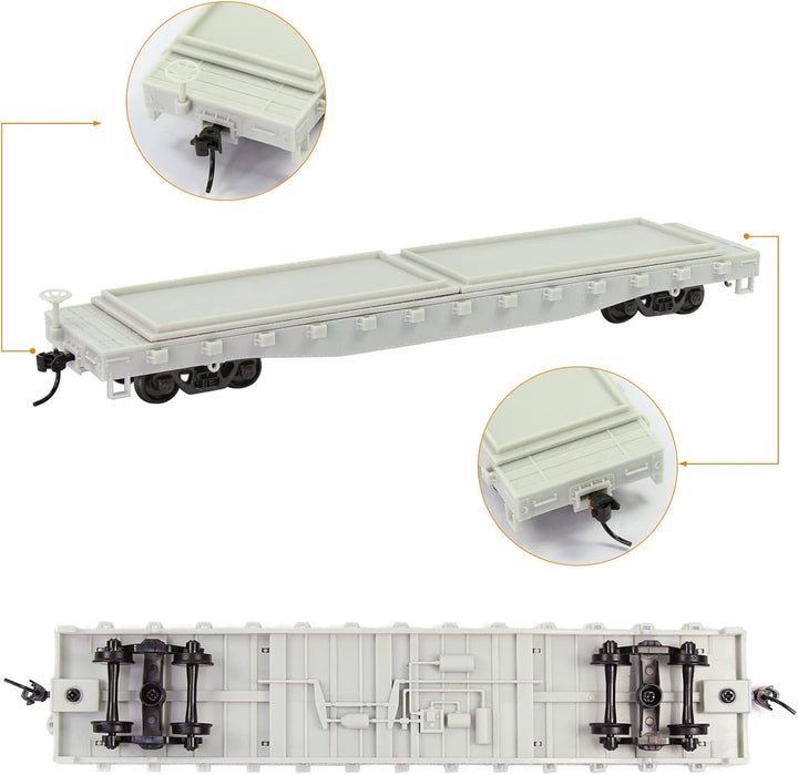 Evemodel 2 Set Spur H0 1:87 Flachwagen Modell Eisenbahn Güterwagen Waggon Unbemahlte Klebstoff Blank