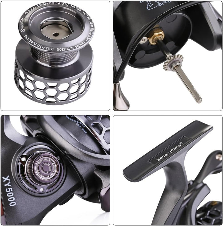 Sougayilang Angelrolle 13 + 1BB Leichtgewichtig, ultraglatt, Aluminium, drehbar, mit gratis Ersatz-G
